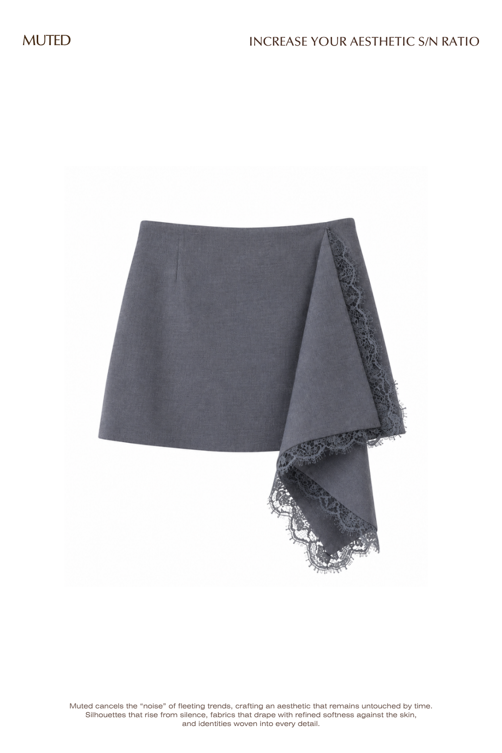 [gift] Asymmetry Lace Drape Mini Skirt