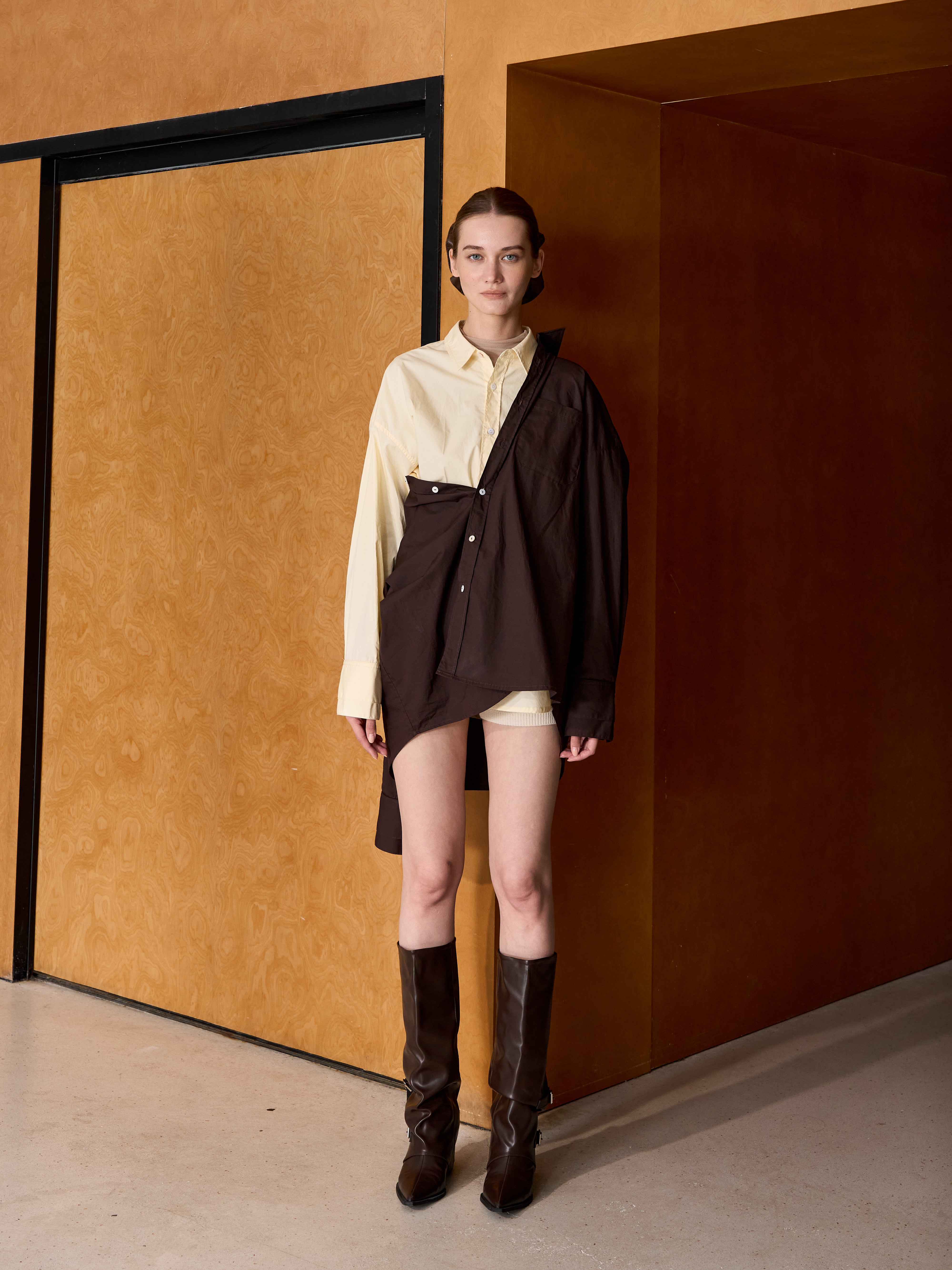 [40%] Oversized Layered Cuff Shirt