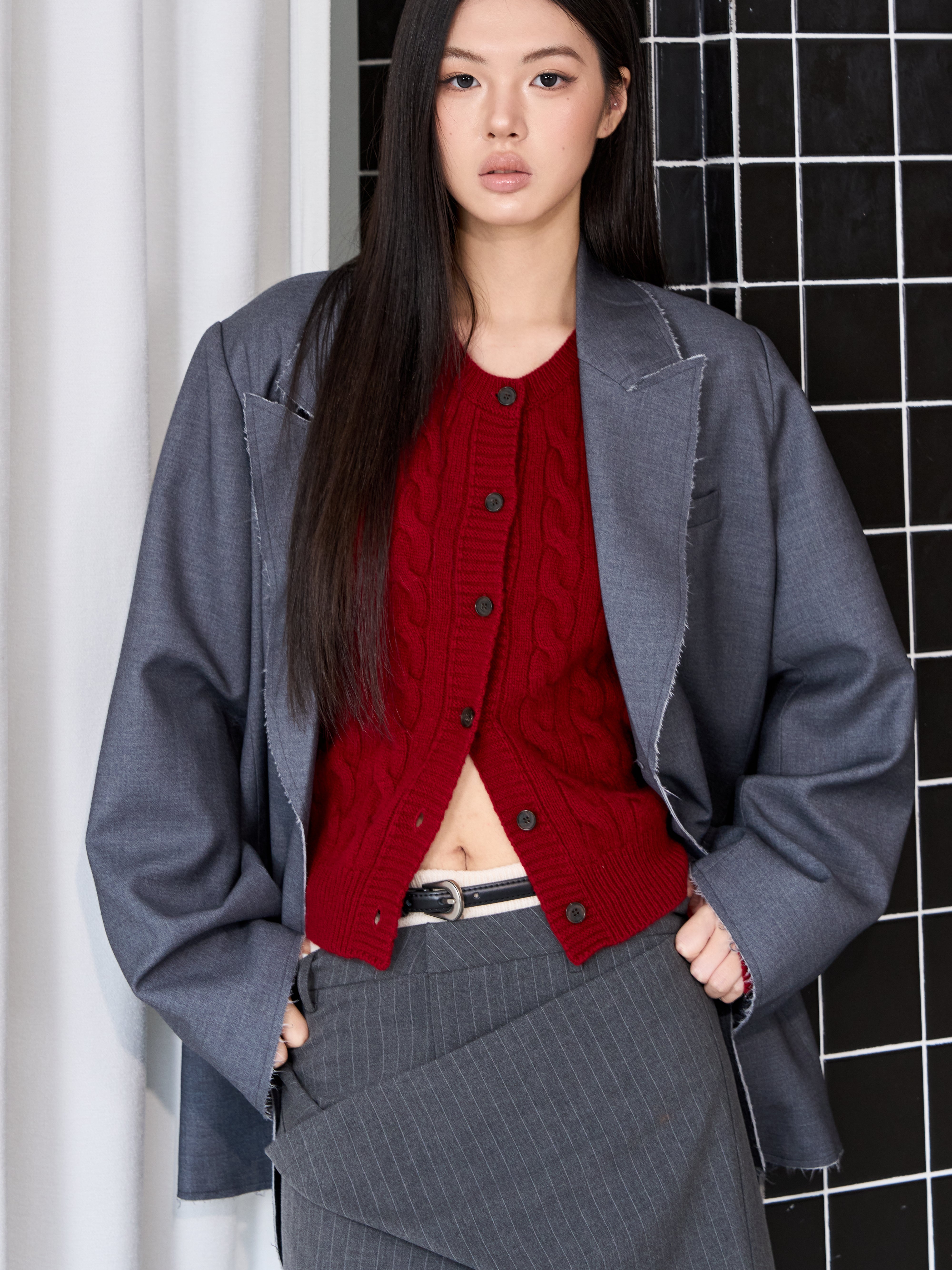 Oversized Raw Edge Jacket