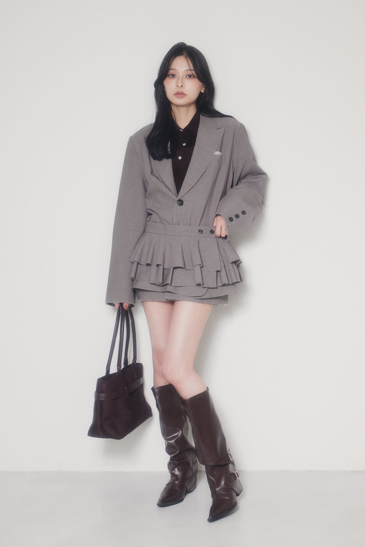 Raw Edge Frill Peplum