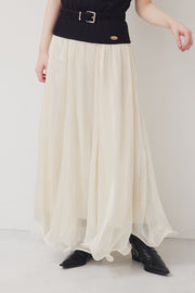 [40%] Sheer Chiffon Long Skirt