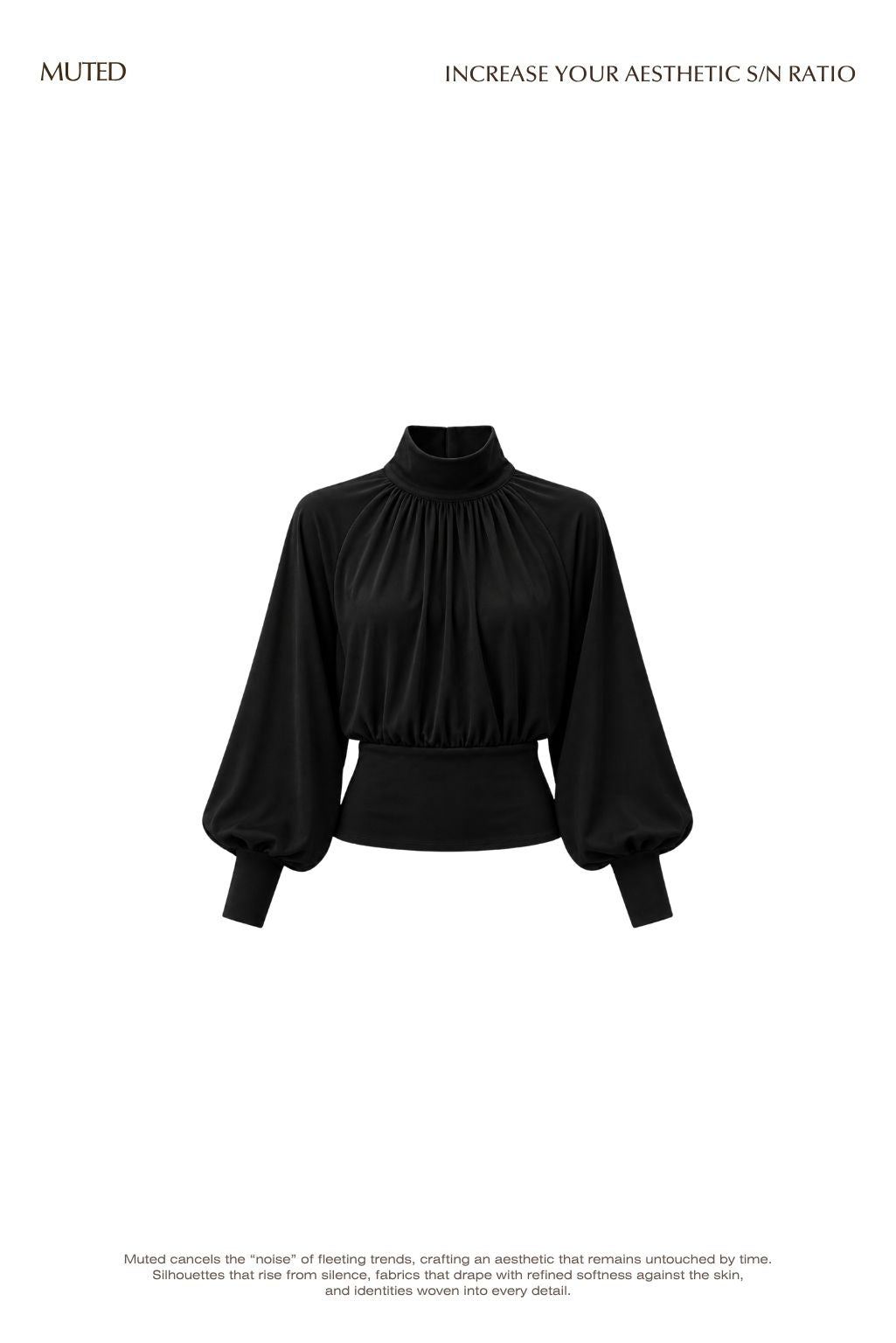 [30%]Drape High Neck Blouse