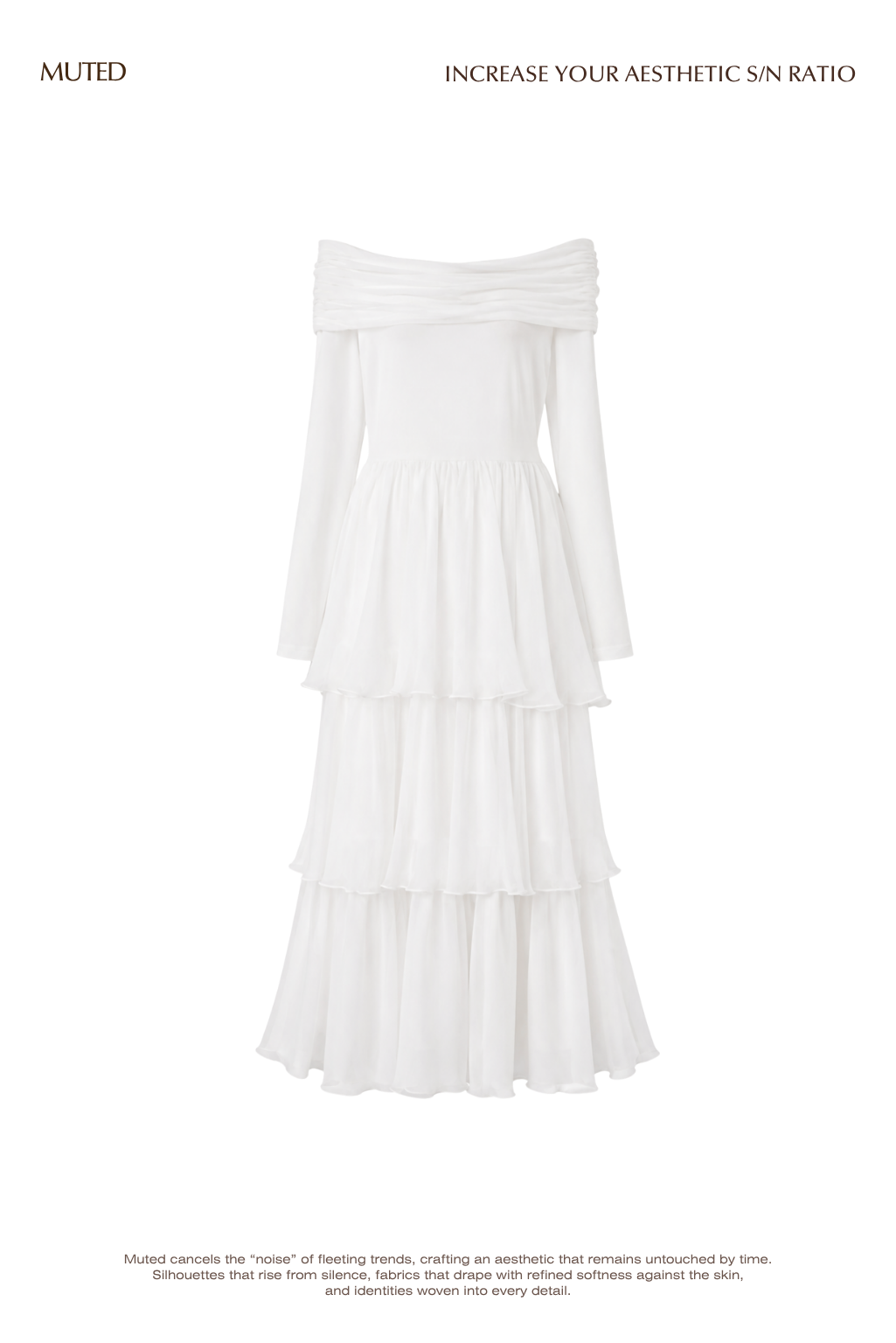 [40%] Draped Off Shoulder Tiered Dress
