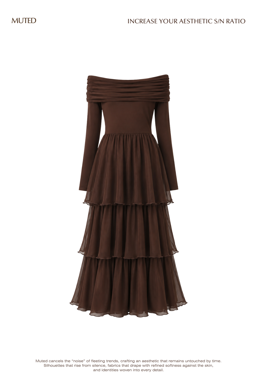 [40%] Draped Off Shoulder Tiered Dress