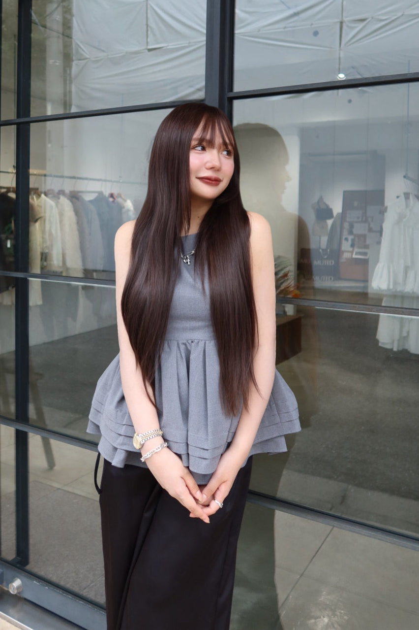 Double Flare Tuck Peplum Top