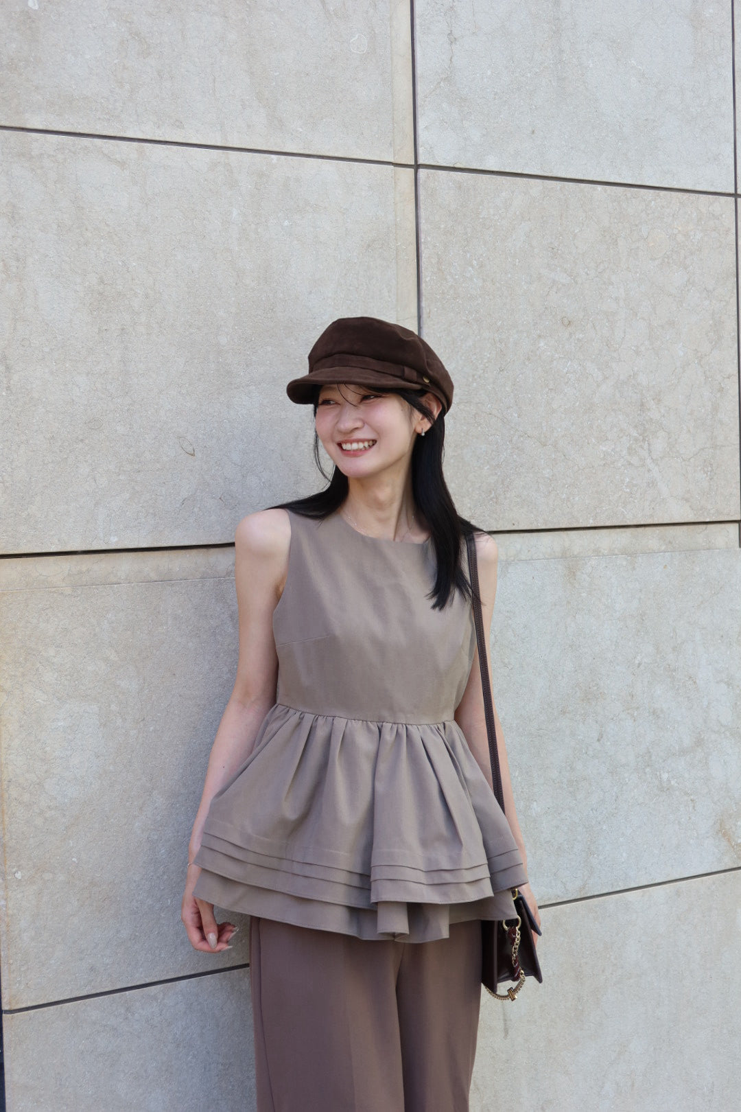 Double Flare Tuck Peplum Top