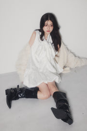 Satin Ribbon scarf Mini Dress
