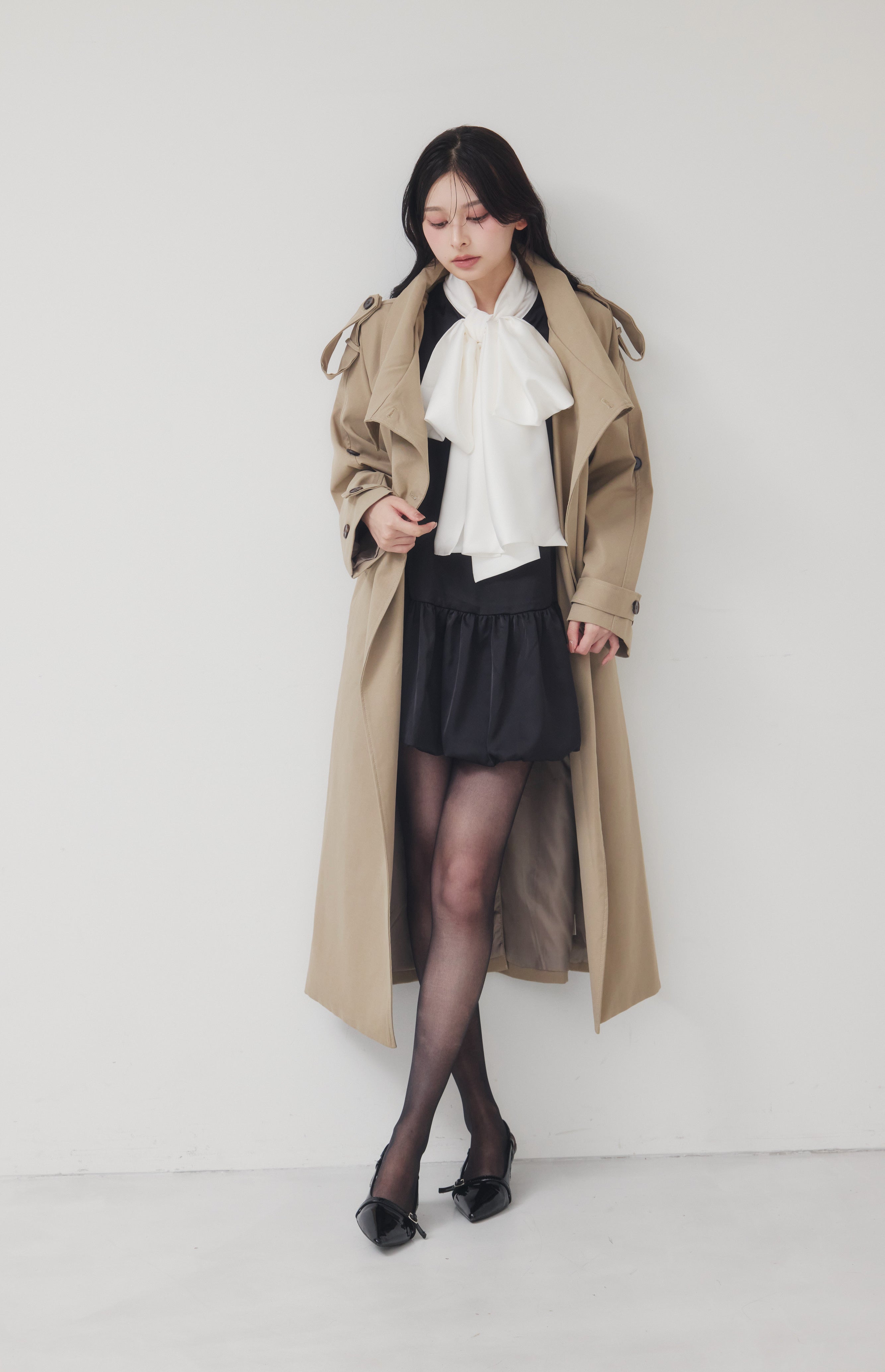 [30%] Satin Ribbon scarf Mini Dress