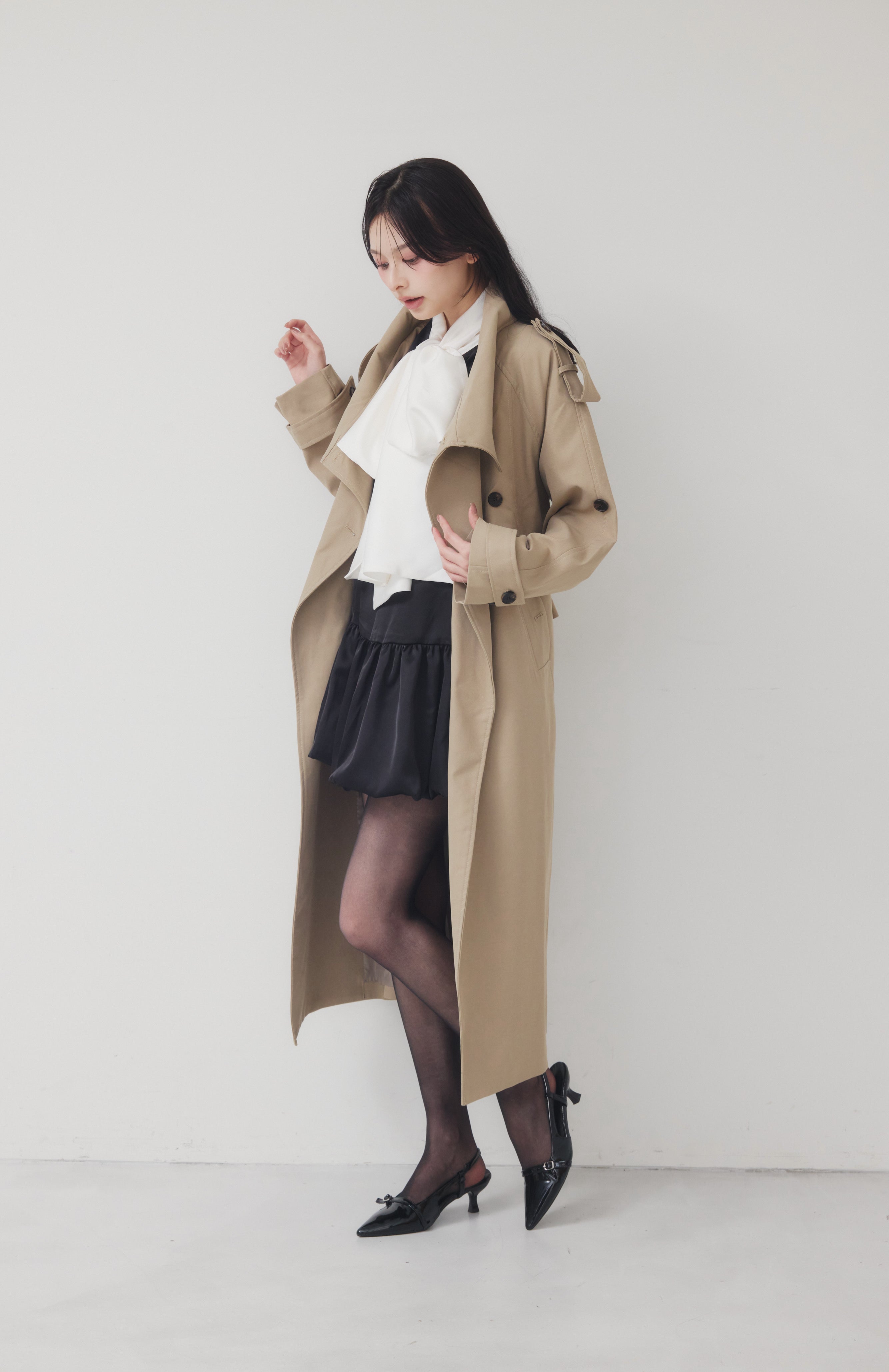[30%] Satin Ribbon scarf Mini Dress