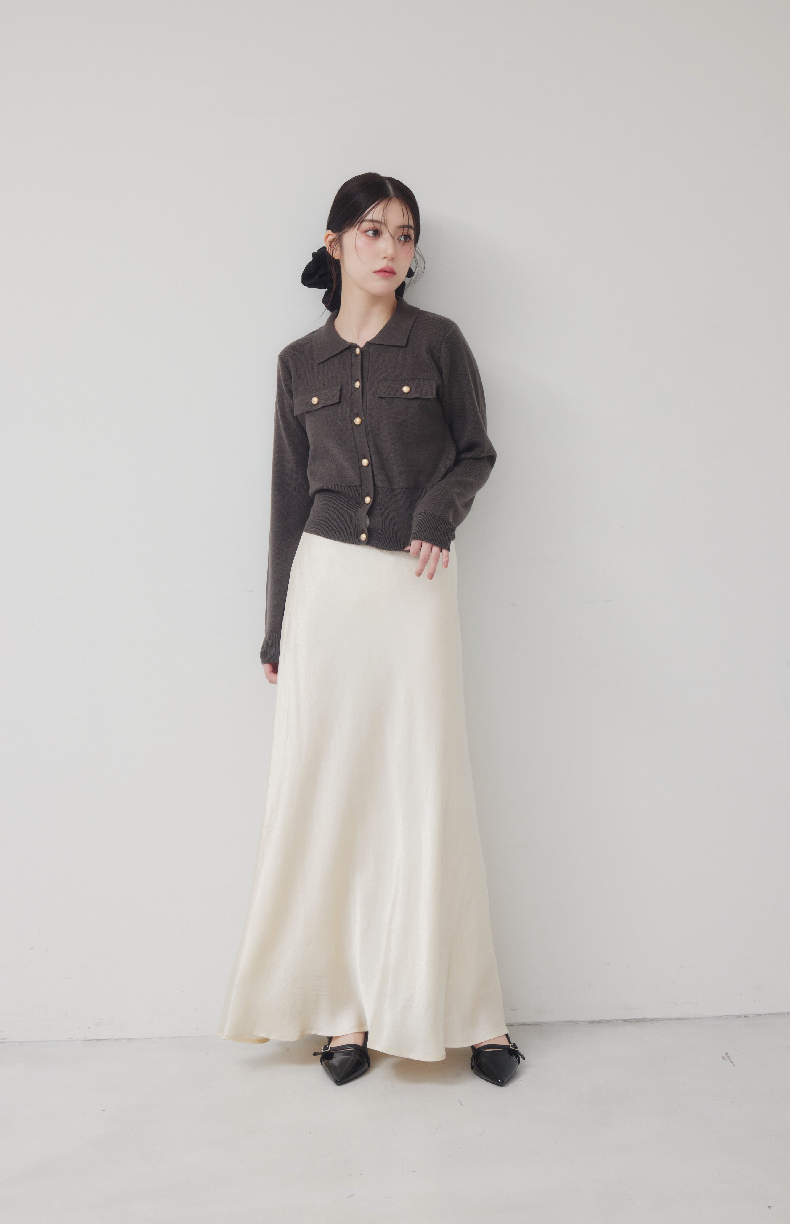 [40%] Classic Collar Knit Cardigan