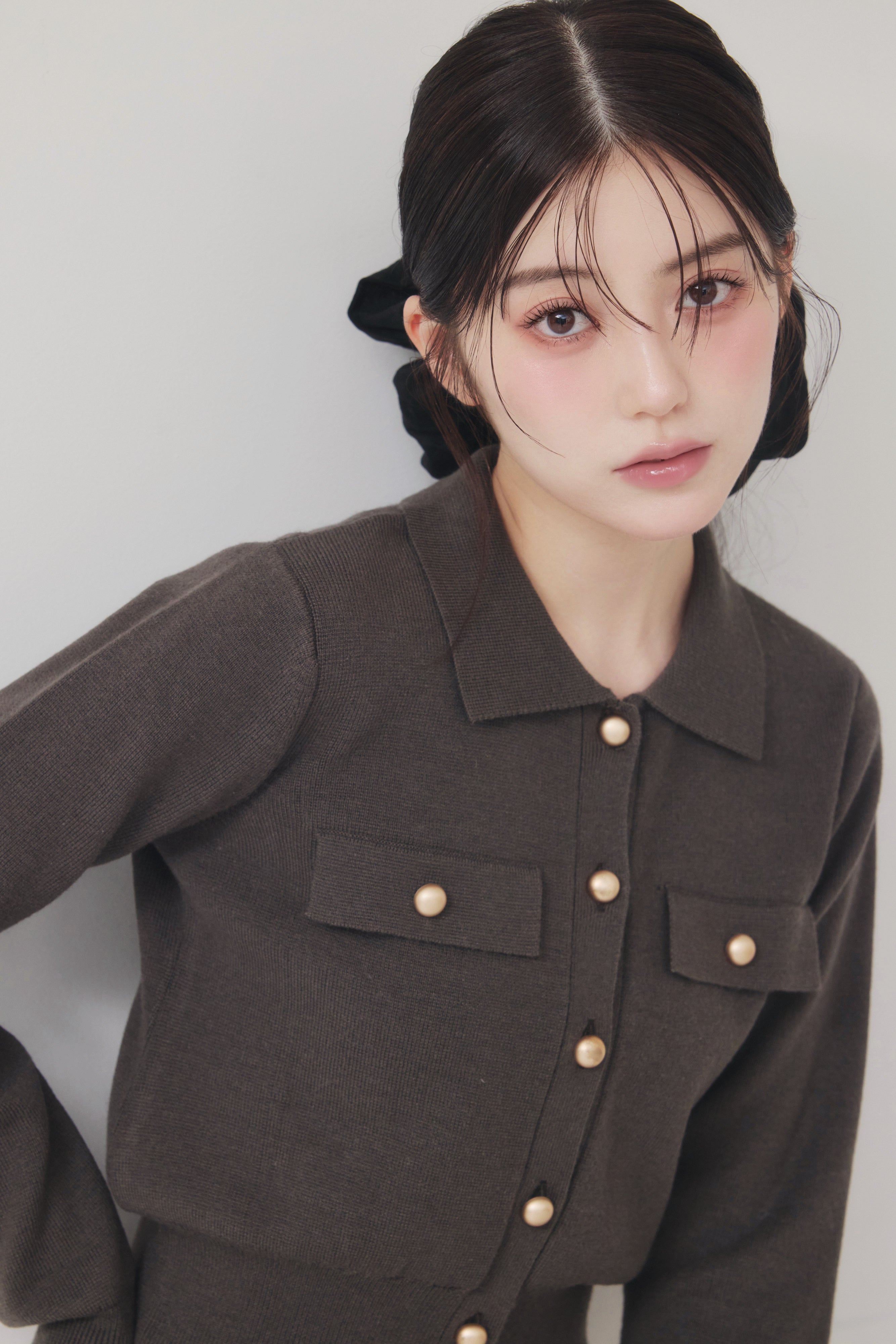 [40%] Classic Collar Knit Cardigan