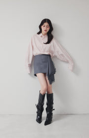 Asymmetry Lace Drape Mini Skirt