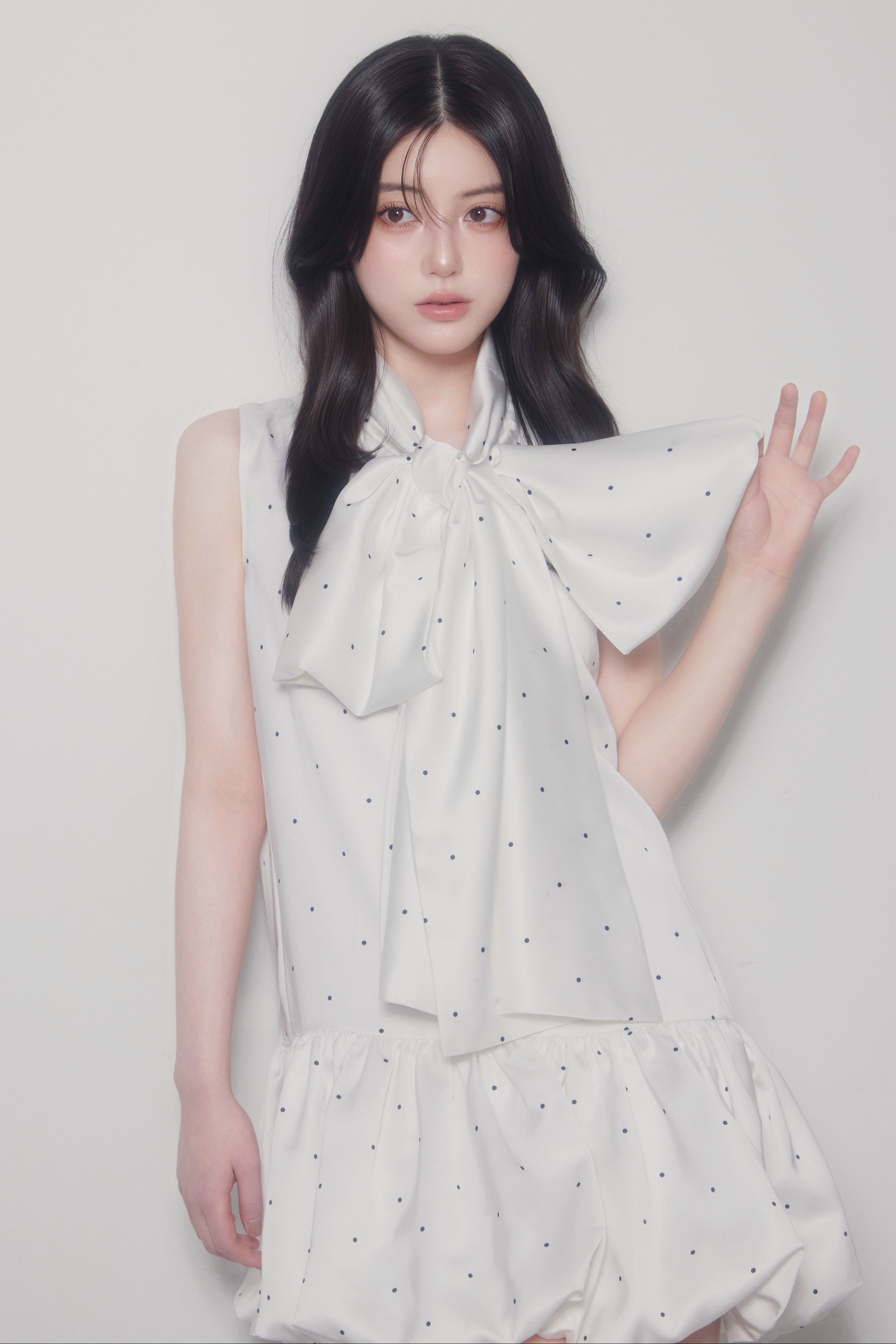 [30%] Satin Ribbon scarf Mini Dress